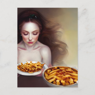 Cartão Postal Mulher com Cartão-postal Fries