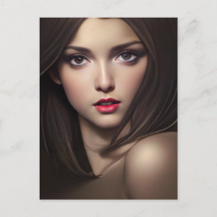 Cartão Postal Mulher com Cartaz Intenso