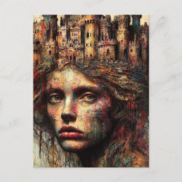 Cartão Postal Mulher com Castelo na Cabeça