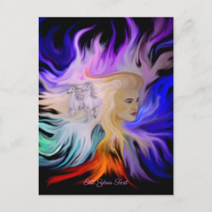 Cartão Postal Mulher com Cavalo