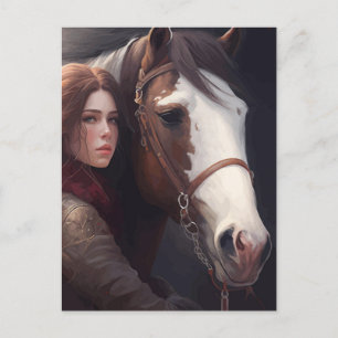 Cartão Postal Mulher com Cavalo