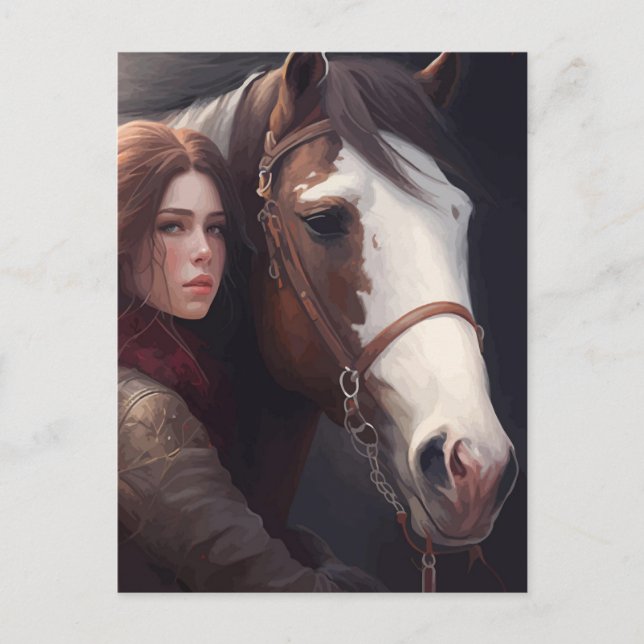 Cartão Postal Mulher com Cavalo (Frente)