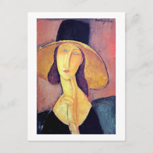 Cartão Postal Mulher com chapéu grande, Modigliani