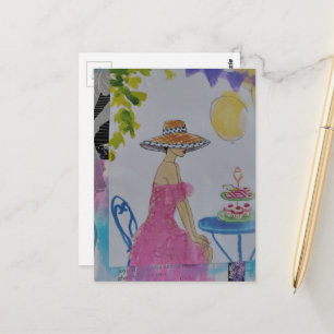 Cartão Postal Mulher com colagem de cupcakes