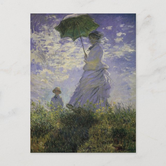 Cartão Postal Mulher com Guarda-Sol de Claude Monet, Arte Antiga (Frente)
