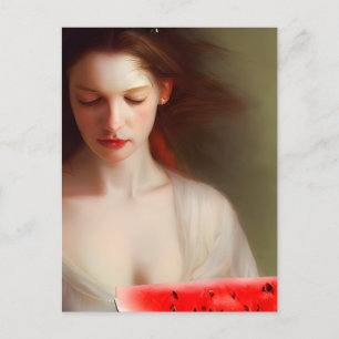 Cartão Postal Mulher Com Melancia