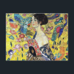 Cartão Postal Mulher com o fã por Gustavo Klimt<br><div class="desc">Visite por favor minha loja para um design mais interessante e uma mais escolha da cor. =>     zazzle.com/colorfulworld*</div>