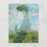 Cartão Postal Mulher com Parasol Claude Monet<br><div class="desc">Mulher com Parasol,  Madame Monet e seu filho. Claude Monet. 1875. Reprodução de famosas imagens de arte no dominio público.</div>