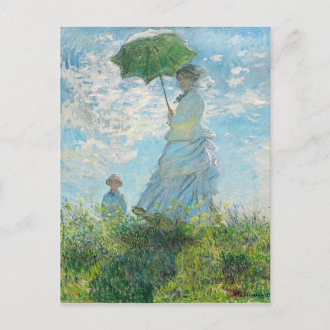 Cartão Postal Mulher com Parasol Claude Monet (Frente)