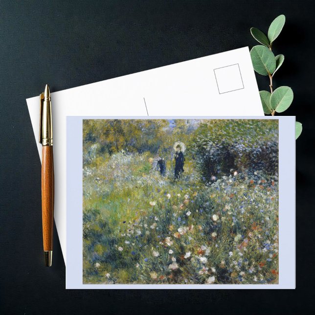 Cartão Postal Mulher com Parasol em Jardim (1875), Renoir (Criador carregado)