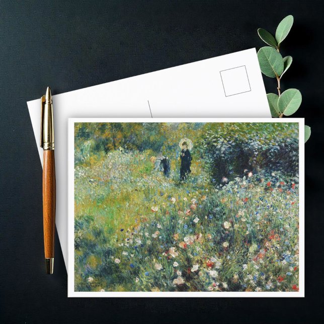Cartão Postal Mulher com Parasol em Jardim por Auguste Renoir (Criador carregado)