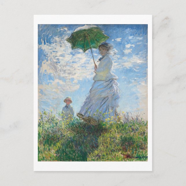Cartão Postal Mulher com Parasol, Madame Monet e seu filho (Frente)