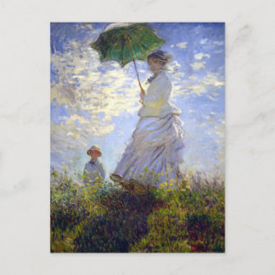 Cartão Postal Mulher com Parasol por Claude Monet