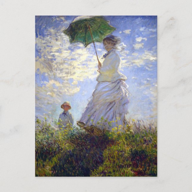 Cartão Postal Mulher com Parasol por Claude Monet (Frente)