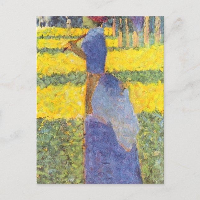 Cartão Postal Mulher com Parasol por Georges Seurat (Frente)