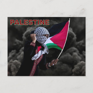 Cartão Postal Mulher com pavilhão palestino