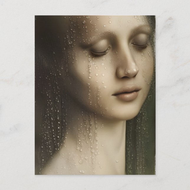 Cartão Postal Mulher com pintura de Miçangas de água (Frente)