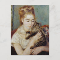 Mulher com um Gato de Pierre-Auguste Renoir