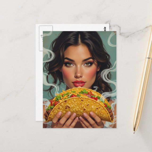 Cartão Postal Mulher Com um Taco (Frente/Verso In Situ)