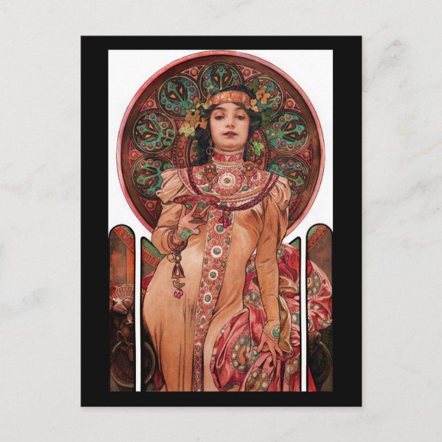 Cartão Postal Mulher com Vidro de Champanhe (Frente)