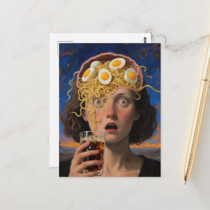 Cartão Postal Mulher Comedora de Ramen Cerebral