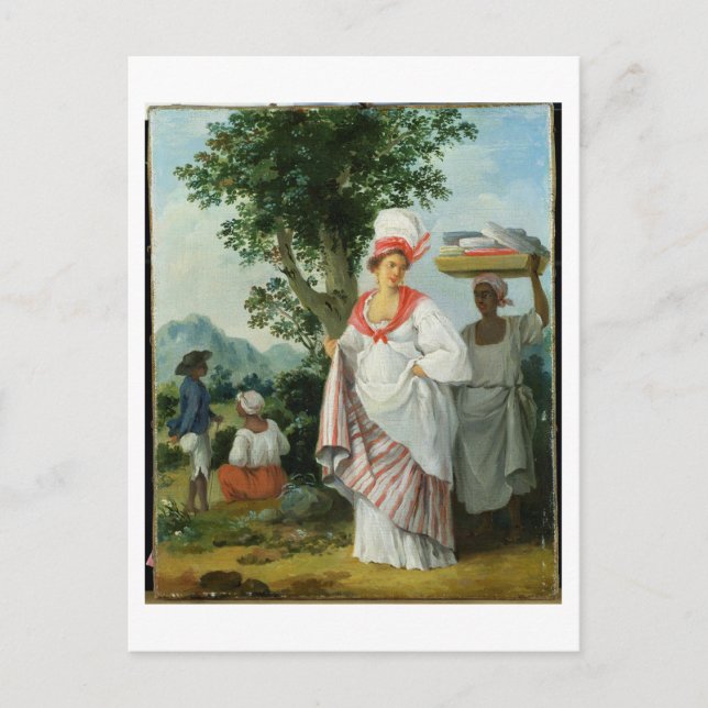 Cartão Postal Mulher Crioula das Índias Ocidentais com sua Serva (Frente)