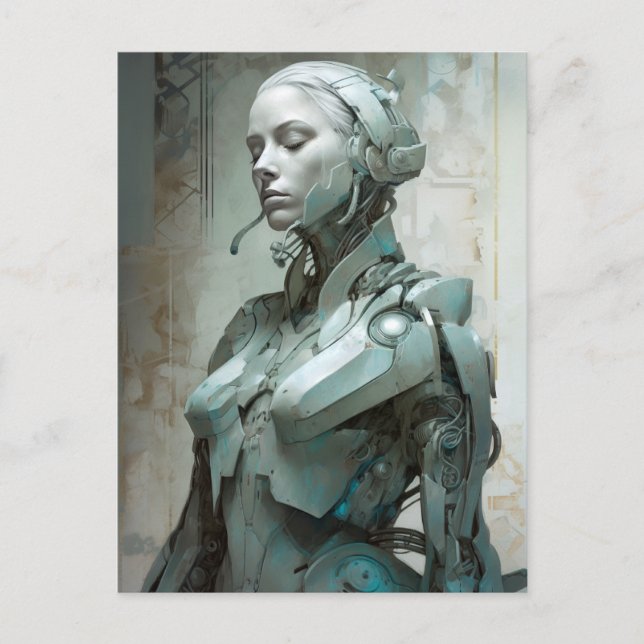 Cartão Postal Mulher Cyborg Ficha Científica Feminina (Frente)