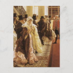 Cartão Postal Mulher da Moda por Tissot, Arte Vitoriana Antiga