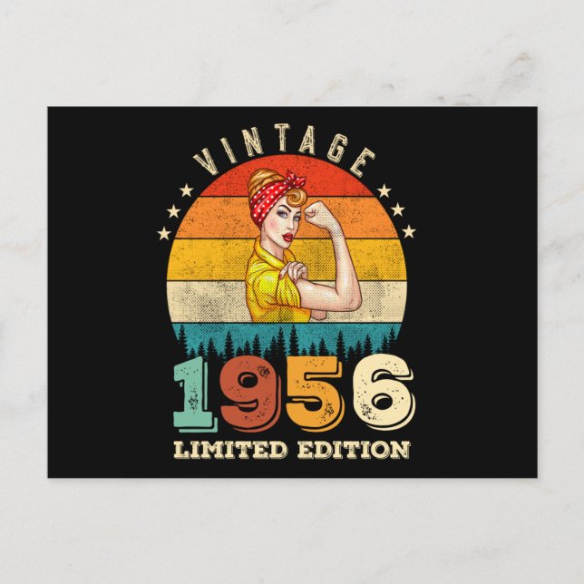 Cartão Postal Mulher de 66 Anos Aniversário 1956 Antigo Aniversá (Frente)
