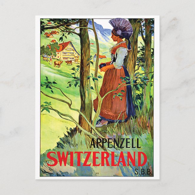 Cartão Postal Mulher de Appenzell, Suiça (Frente)