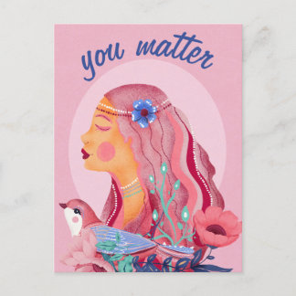 Cartão Postal Mulher de Arte Folar Europeia Feliz e Brilhante