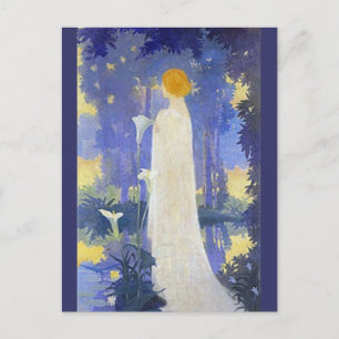 Cartão Postal Mulher de Arte Nouveau com Calla Lily