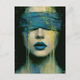 Cartão Postal Mulher de Azul Vendada