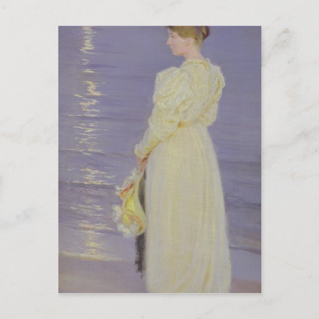 Cartão Postal Mulher de branco em uma praia, 1893 (Frente)