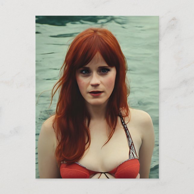 Cartão Postal Mulher De Cabelo Vermelho Nada (Frente)