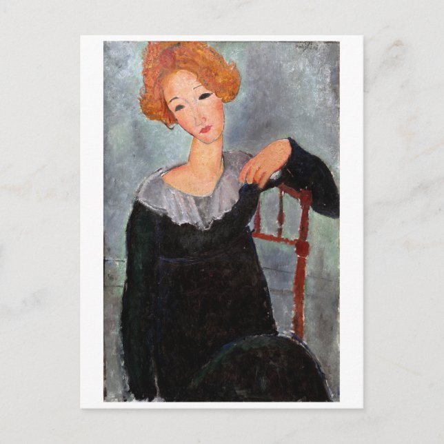 Cartão Postal Mulher de Cabelos Vermelhos, Modigliani (Frente)