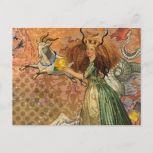 Cartão Postal Mulher de Capricórnio Cabra Caprichosa Diversão