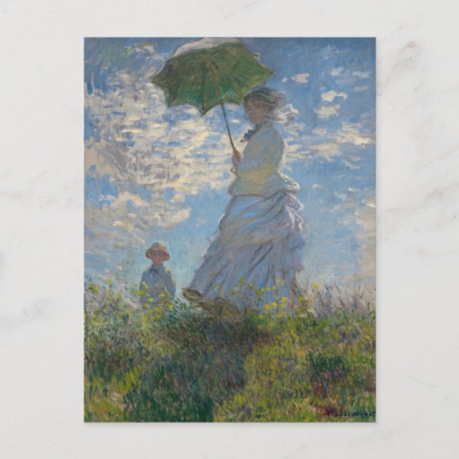Cartão Postal Mulher de Claude Monet com Parasol (The Stroll) (Frente)