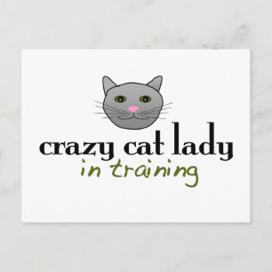 Cartão Postal Mulher de gatos louca em treinamento