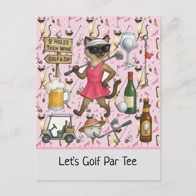 Cartão Postal Mulher de Golfe tema para despedida de solteira Ro (Frente)
