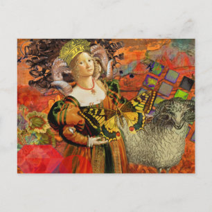 Cartão Postal Mulher de Laranja de Áries: Colagem de Arte Antiga
