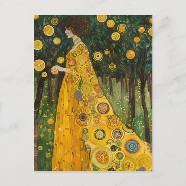 Cartão Postal Mulher de limões doce no estilo Klimt (Frente)