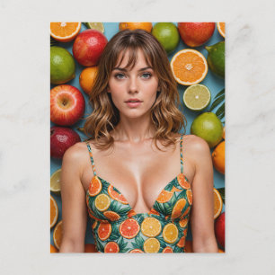Cartão Postal Mulher de maiô de citrinos