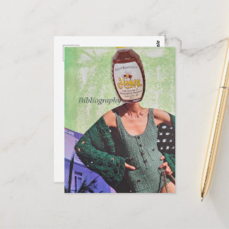 Cartão Postal Mulher de Mel Surrealista Colagem de Mídia Mista