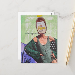 Cartão Postal Mulher de Mel Surrealista Colagem de Mídia Mista