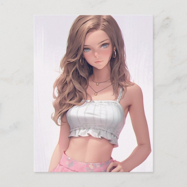 Cartão Postal Mulher de Olhos Azuis e Bonitos (Frente)