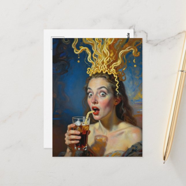 Cartão Postal Mulher de Ramen Explosão Cerebral (Frente/Verso In Situ)