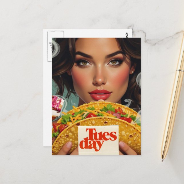 Cartão Postal Mulher de Terça-feira Com um Taco (Frente/Verso In Situ)