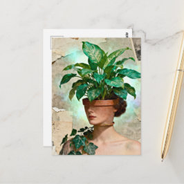 Cartão Postal Mulher de Vaso de Flor Surreal