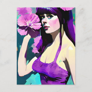 Cartão Postal Mulher de Vestido Roxo